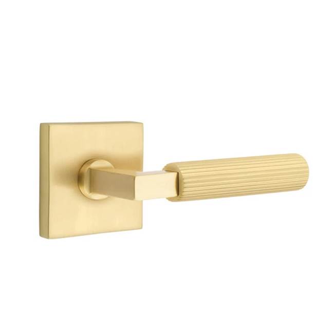 Emtek - Dummy, Square Rosette US4, L-Square Stem US4, Straight Knurled Handle US4 - Satin Brass