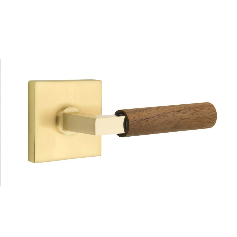 Emtek - Select Passage, Square Rosette US4, L-Square Stem US4, Dark Walnut Handle, LH - Satin Brass