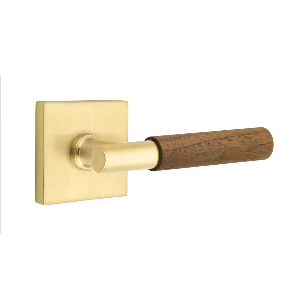 Emtek - Concealed Fastener, Select Privacy, Square Rosette US4, T-Bar Stem US4, Dark Walnut Handle - Satin Brass