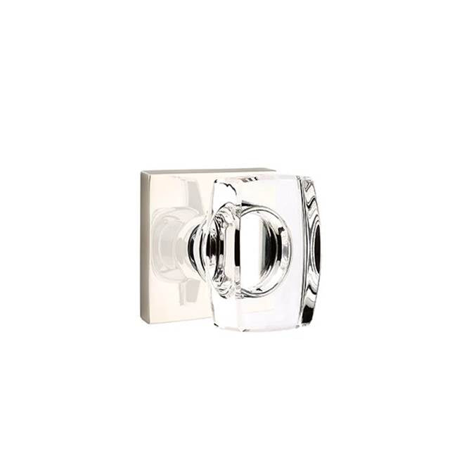 Emtek - Privacy, Square Rosette, Windsor Crystal Knob, US14 - Polished Nickel