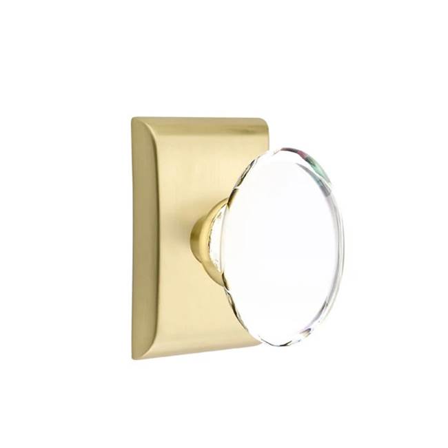 Emtek - Privacy, Neos Rosette, Hampton Crystal Knob, US4 - Satin Brass