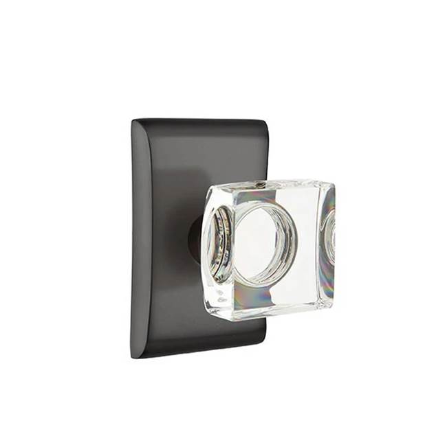 Emtek - Dummy, Neos Rosette, Modern Square Crystal Knob, US19 - Flat Black