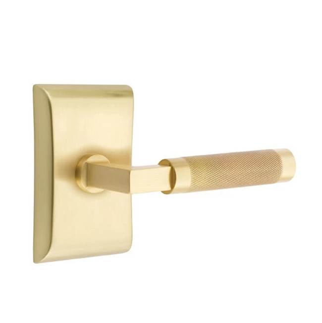Emtek - Passage, Neos Rosette US4, L-Square Stem US4, Knurled Handle US4 LH - Satin Brass