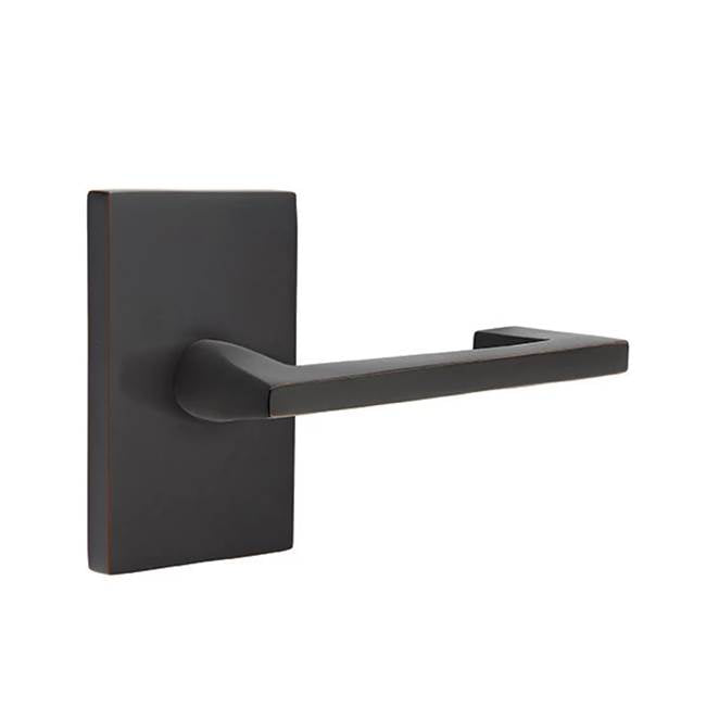 Emtek - Privacy, Modern Rectangular Rosette, Argos Lever, LH, US10B - Oil Rubbed Bronze