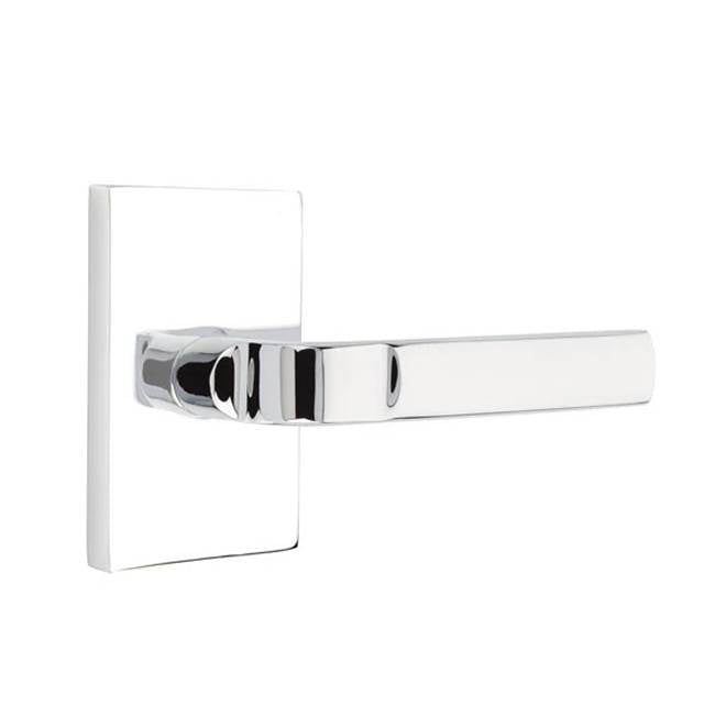 Emtek - Passage, Modern Rectangular Rosette, Aston Lever, RH, US26 - Polished Chrome
