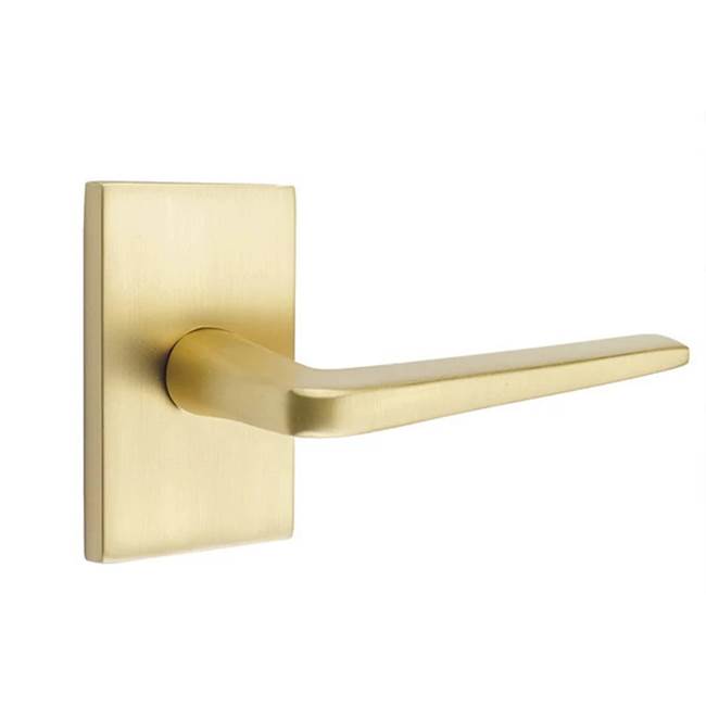 Emtek - Privacy, Modern Rectangular Rosette, Athena Lever, LH, US4 - Satin Brass
