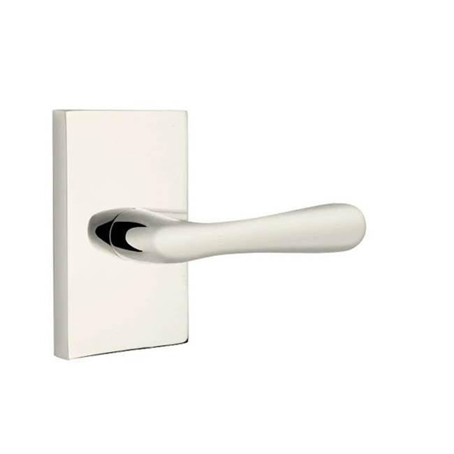 Emtek - Dummy, Modern Rectangular Rosette, Basel Lever, US14 - Polished Nickel