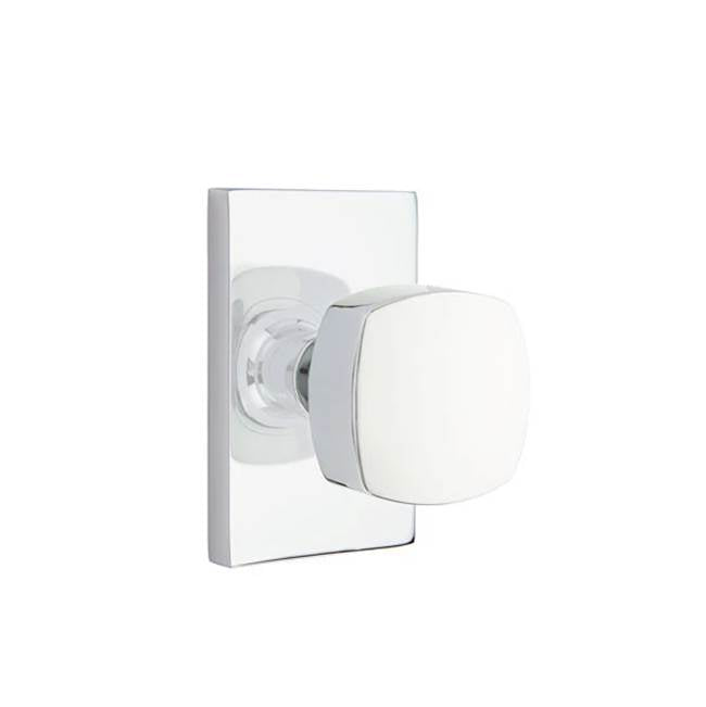 Emtek - Dummy, Modern Rectangular Rosette, Freestone Square Knob, US26 - Polished Chrome