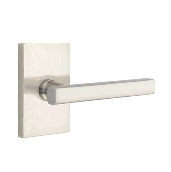 Emtek - Passage, Modern Rectangular Rosette, Freestone Lever, RH, US15 - Satin Nickel