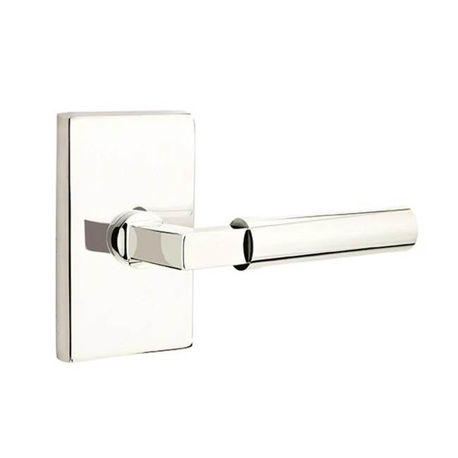 Emtek - Passage, Modern Rectangular Rosette, Hercules Lever, LH, US14 - Polished Nickel