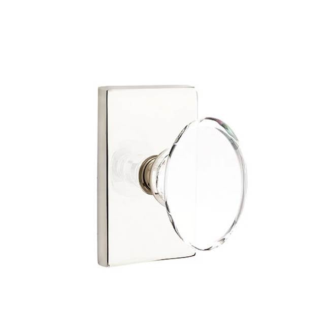 Emtek - Passage, Modern Rectangular Rosette, Hampton Crystal Knob, US14 - Polished Nickel