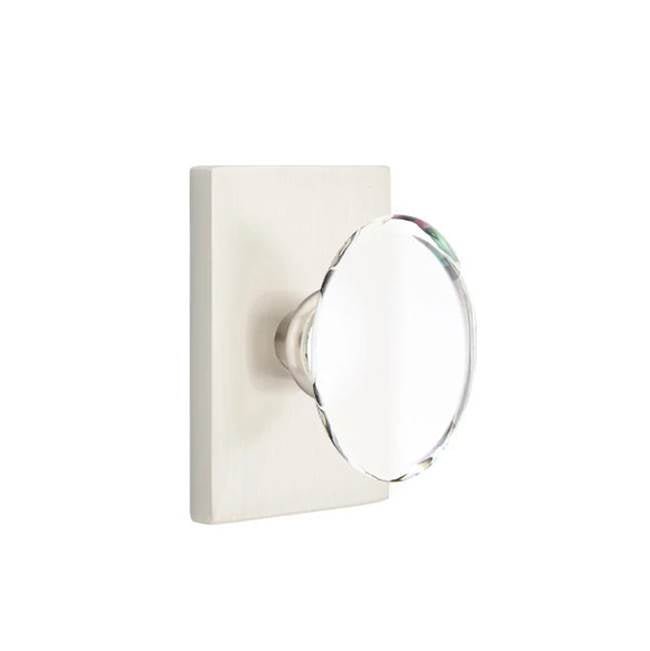 Emtek - Dummy, Modern Rectangular Rosette, Hampton Crystal Knob, US15 - Satin Nickel