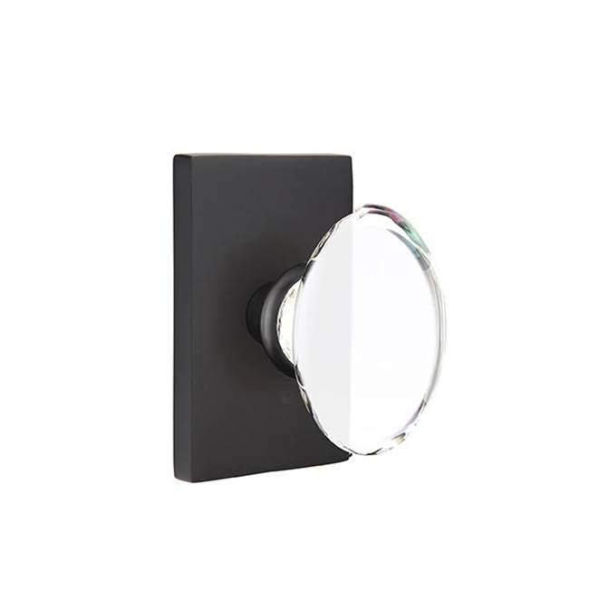 Emtek - Dummy, Modern Rectangular Rosette, Hampton Crystal Knob, US19 - Flat Black