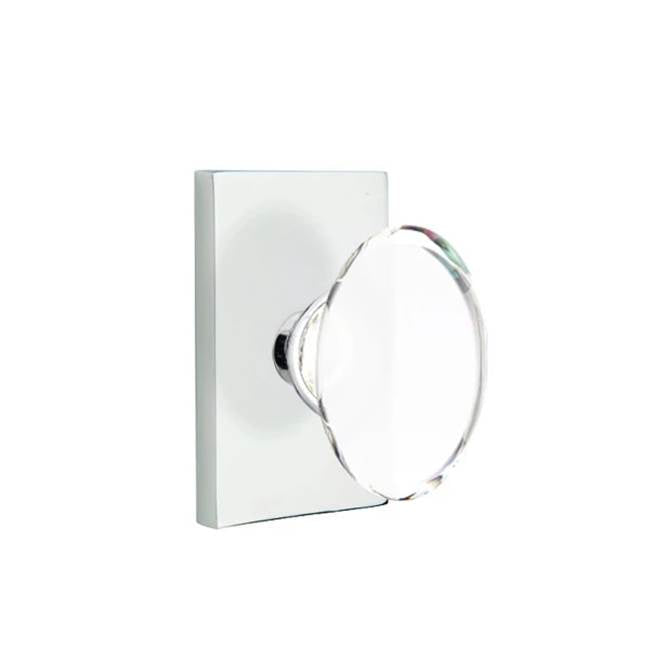 Emtek - Passage, Modern Rectangular Rosette, Hampton Crystal Knob, US26 - Polished Chrome