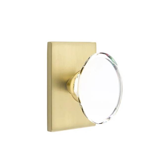 Emtek - Passage, Modern Rectangular Rosette, Hampton Crystal Knob, US4 - Satin Brass