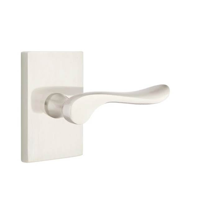 Emtek - Passage, Modern Rectangular Rosette, Luzern Lever, RH, US15 - Satin Nickel