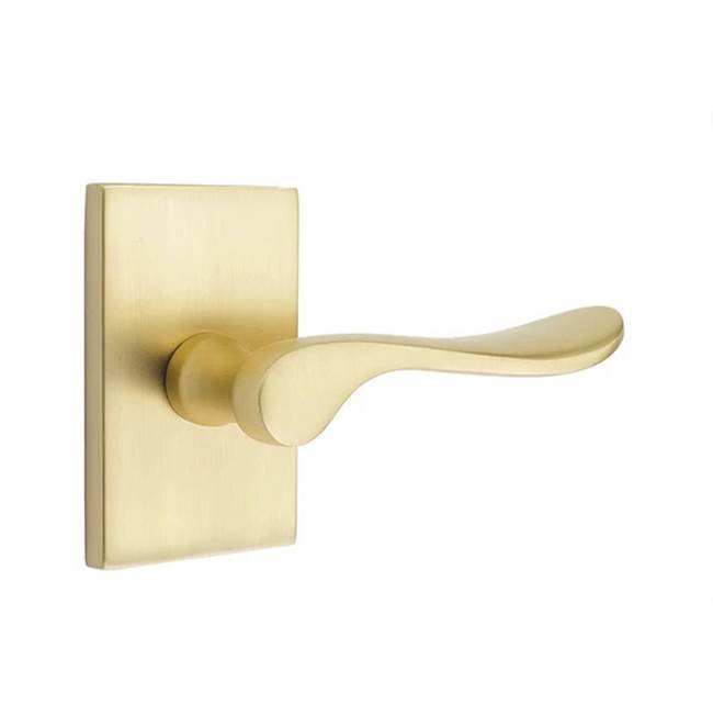 Emtek - Passage, Modern Rectangular Rosette, Luzern Lever, LH, US4 - Satin Brass