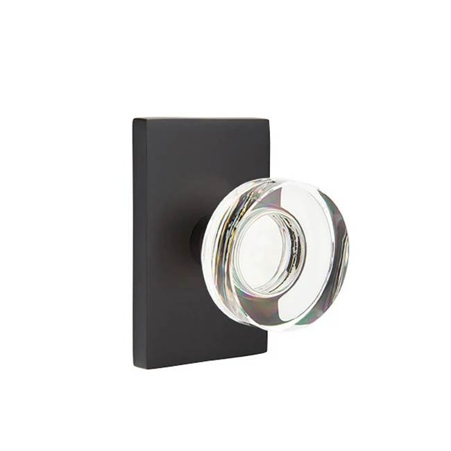 Emtek - Concealed, Passage, Modern Rectangular Rosette, Modern Disc Crystal Knob, US19 - Flat Black