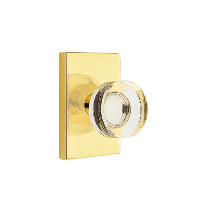 Emtek - Dummy, Modern Rectangular Rosette, Modern Disc Crystal Knob, US3NL - Unlacquered Brass