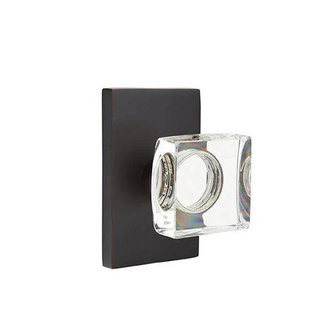 Emtek - Dummy, Modern Rectangular Rosette, Modern Square Crystal Knob, US10B - Oil Rubbed Bronze