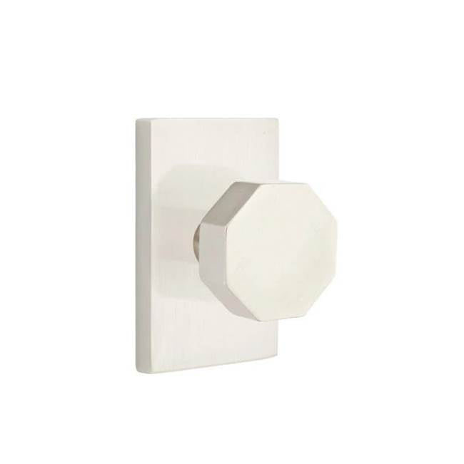 Emtek - Passage, Modern Rectangular Rosette, Octagon Knob, US15 - Satin Nickel