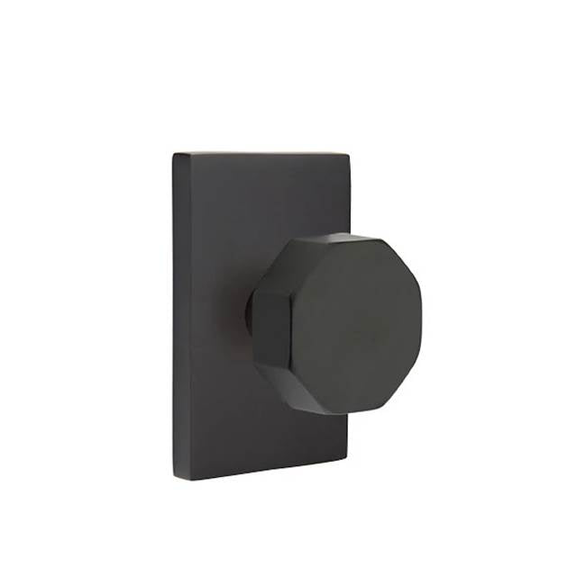 Emtek - Passage, Modern Rectangular Rosette, Octagon Knob, US19 - Flat Black