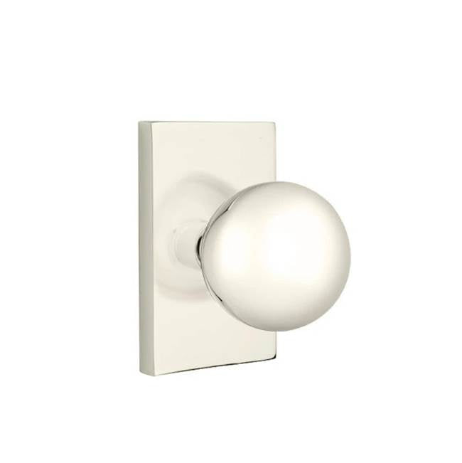 Emtek - Dummy, Modern Rectangular Rosette, Orb Knob, US14 - Polished Nickel
