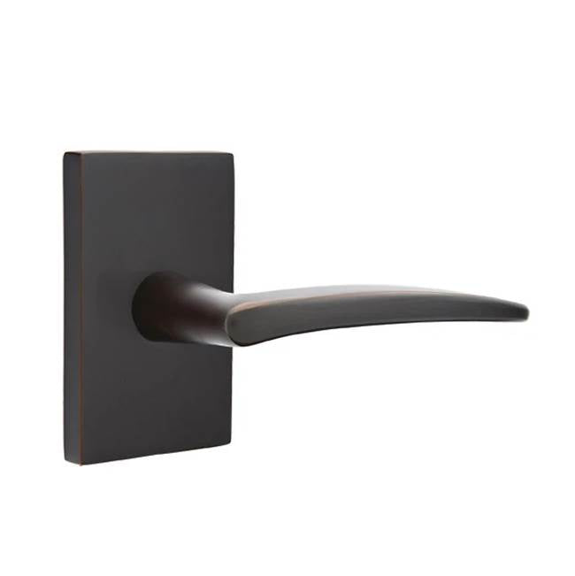 Emtek - Concealed, Privacy, Modern Rectangular Rosette, Poseidon Lever, US10B - Oil Rubbed Bronze