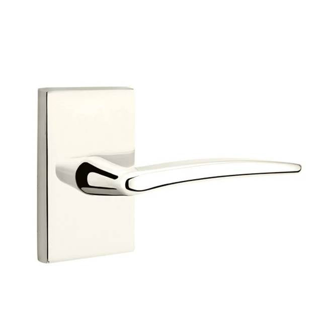 Emtek - Passage, Modern Rectangular Rosette, Poseidon Lever, LH, US14 - Polished Nickel