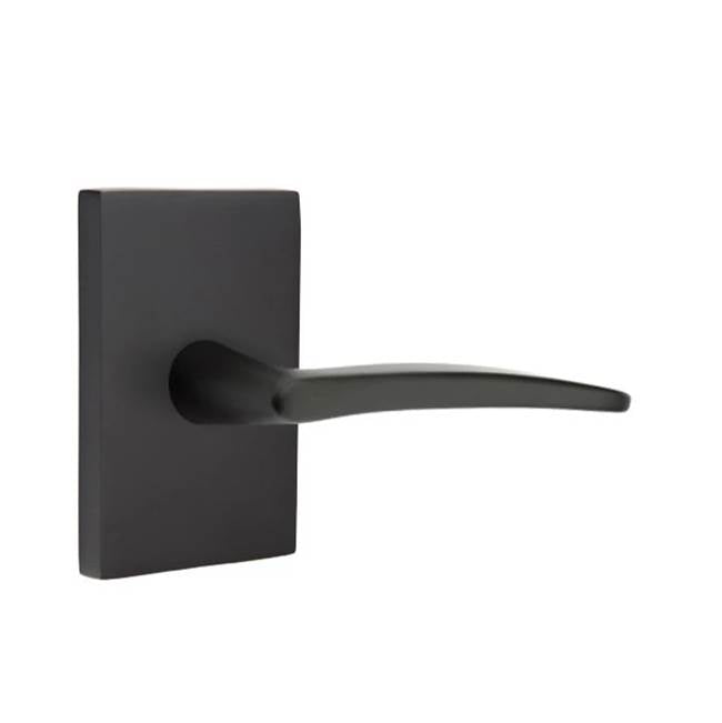 Emtek - Concealed, Privacy, Modern Rectangular Rosette, Poseidon Lever, US19 - Flat Black