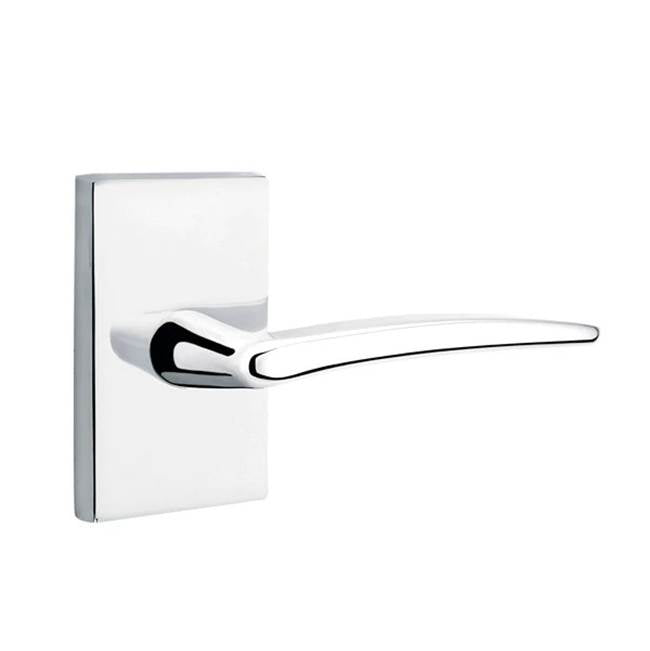 Emtek - Concealed, Privacy, Modern Rectangular Rosette, Poseidon Lever, US26 - Polished Chrome