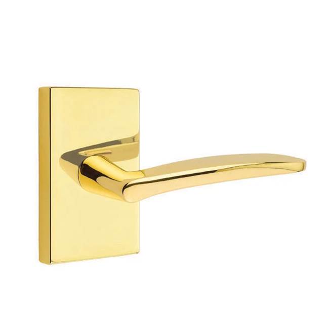Emtek - Concealed Fastener, Privacy, Modern Rectangular Rosette, Poseidon Lever, US3NL - Unlacquered Brass