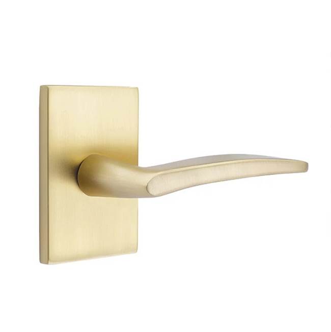 Emtek - Concealed, Privacy, Modern Rectangular Rosette, Poseidon Lever, US4 - Satin Brass