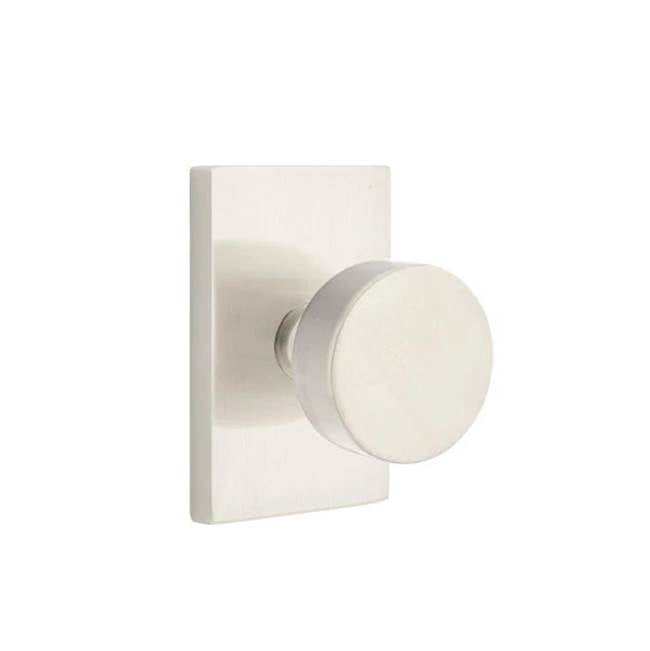 Emtek - Concealed, Passage, Modern Rectangular Rosette, Round Knob, US15 - Satin Nickel