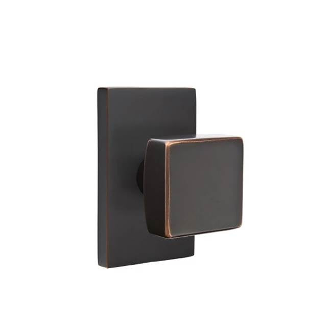 Emtek - Passage, Modern Rectangular Rosette, Square Knob, US10B - Oil Rubbed Bronze