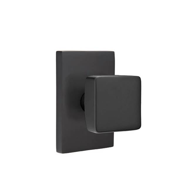 Emtek - Passage, Modern Rectangular Rosette, Square Knob, US19 - Flat Black