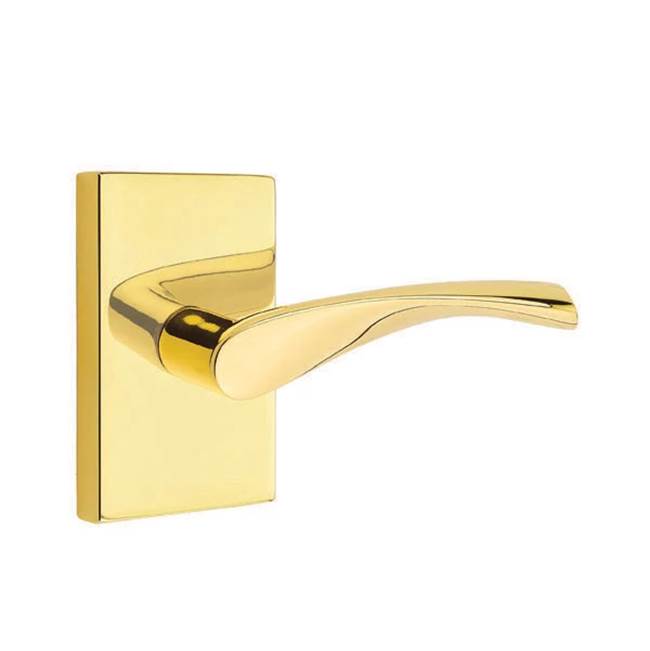 Emtek - Passage, Modern Rectangular Rosette, Triton Lever, RH, US3NL - Unlacquered Brass