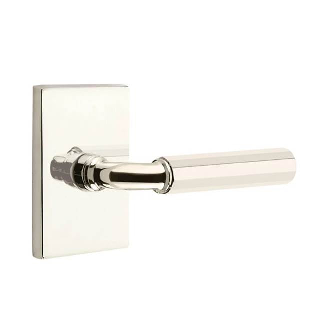 Emtek - Privacy, Modern Rectangular Rosette US14, R-Bar Stem US14, Faceted Handle US14 LH - Polished Nickel