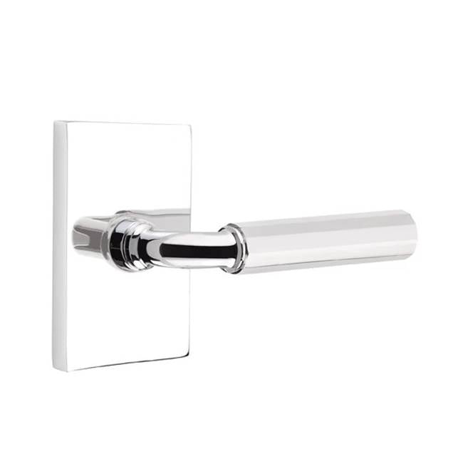 Emtek - Passage, Modern Rectangular Rosette US26, R-Bar Stem US26, Faceted Handle US26 RH - Polished Chrome