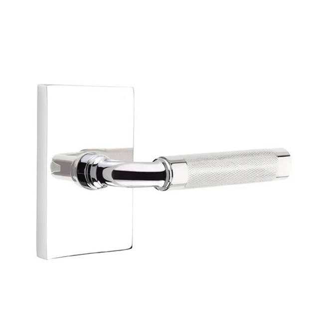 Emtek - Privacy, Modern Rectangular Rosette US26, R-Bar Stem US26, Knurled Handle US26 LH - Polished Chrome
