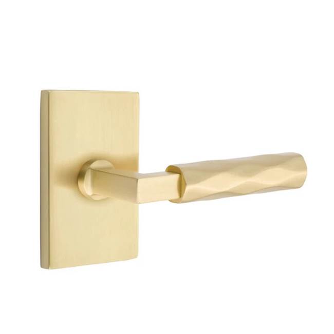 Emtek - Dummy, Modern Rectangular Rosette US4, L-Square Stem US4, Tribeca Handle US4 - Satin Brass