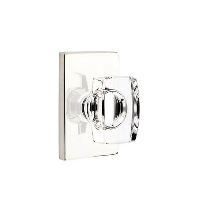 Emtek - Dummy, Modern Rectangular Rosette, Windsor Crystal Knob, US14 - Polished Nickel