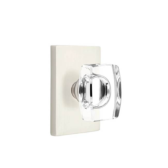 Emtek - Passage, Modern Rectangular Rosette, Windsor Crystal Knob, US15 - Satin Nickel