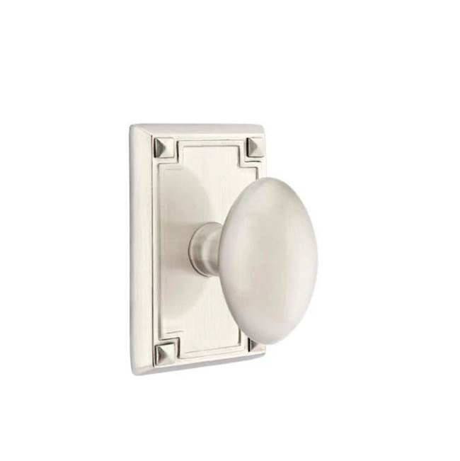 Emtek - Concealed, Privacy, Arts and Crafts Rectangular Rosette, Egg Knob, US15 - Satin Nickel