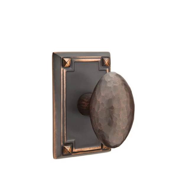 Emtek - Passage, Arts and Crafts Rectangular Rosette, Hammered Egg Knob, US10B - Oil Rubbed Bronze