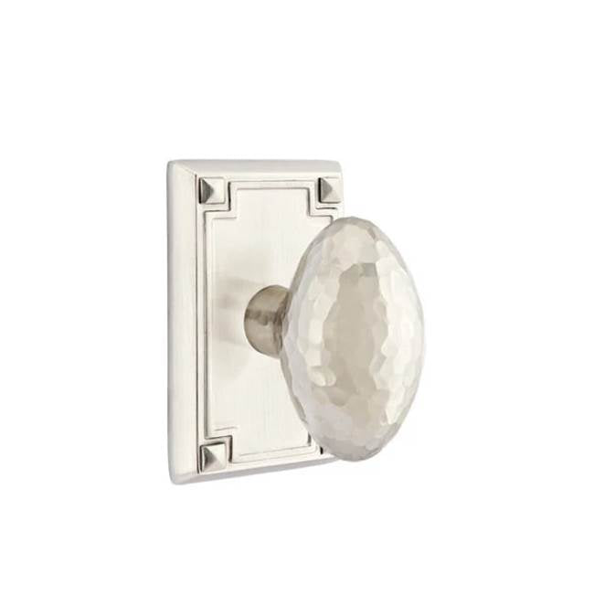 Emtek - Passage, Arts and Crafts Rectangular Rosette, Hammered Egg Knob, US15 - Satin Nickel