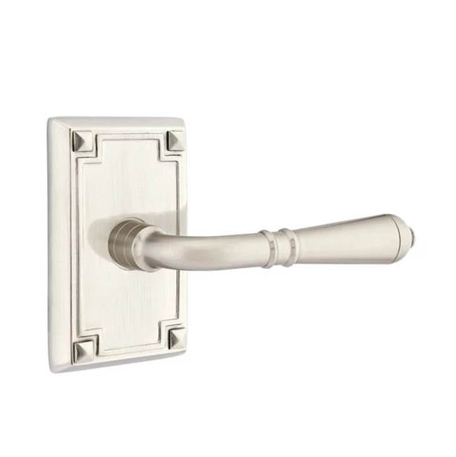 Emtek - Passage, Arts and Crafts Rectangular Rosette, Turino Lever, LH, US15 - Satin Nickel