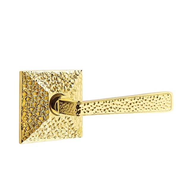 Emtek - Privacy, Hammered Rosette, Hammered Lever, RH, US3NL - Unlacquered Brass