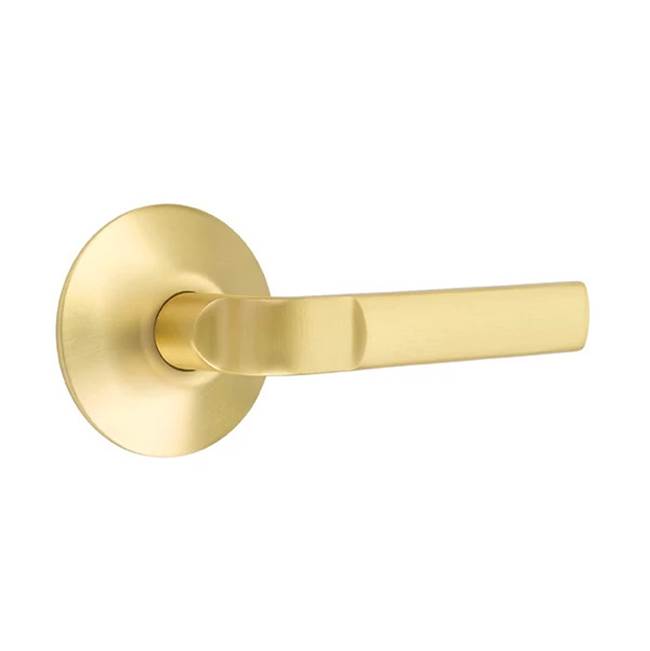 Emtek - Concealed, Privacy, Modern Rosette, Aston Lever, US4 - Satin Brass