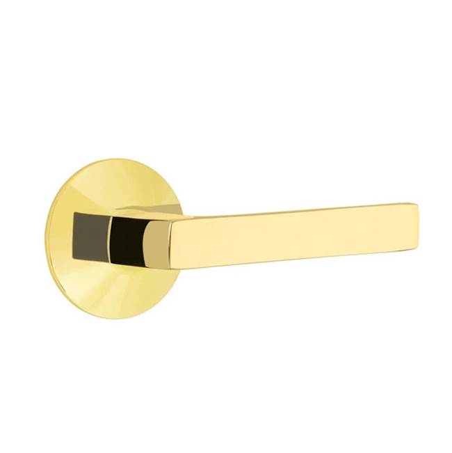 Emtek - Privacy, Modern Rosette, Dumont Lever, LH, US3NL - Unlacquered Brass